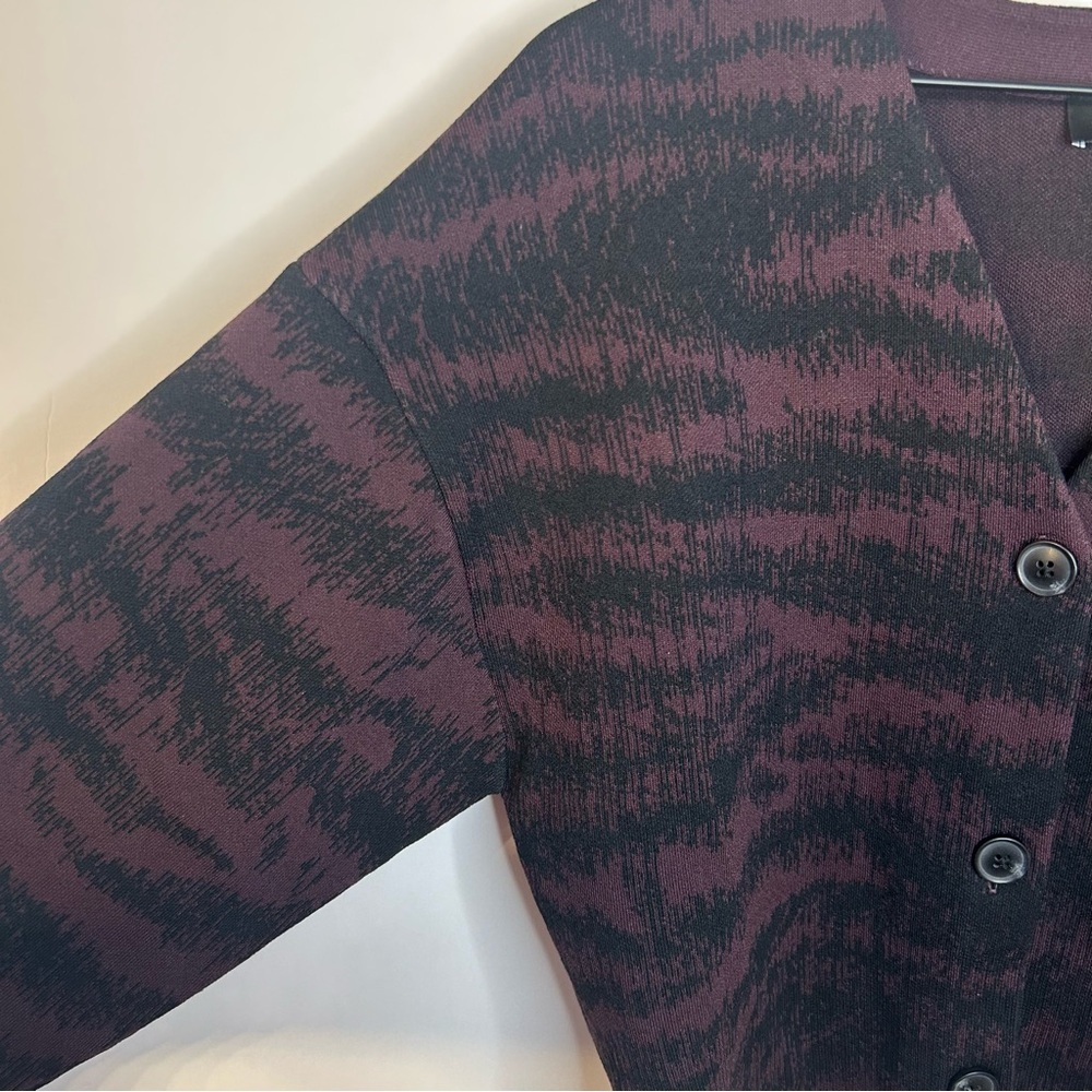 Express Purple and Black Print V Neck Cardigan Sweater, Size Medium - Picture 5 of 8